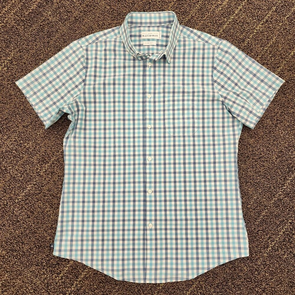 Mizzen + Main Cooley Short Sleeve Trim Fit Size XL Performance Stretch Button - Picture 2 of 8